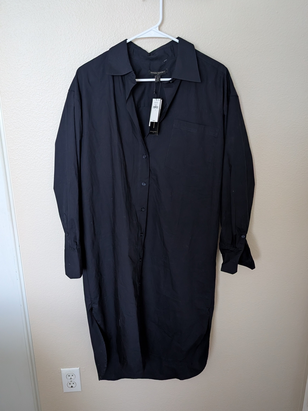Banana Republic Black Long Sleeve Shirt Dress